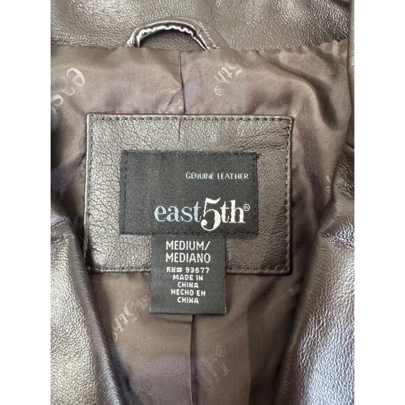 East 5th Womens Medium Genuine Leather Brown Blazer Jacket Lined Button-Up - Picture 6 of 10